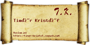 Timár Kristóf névjegykártya